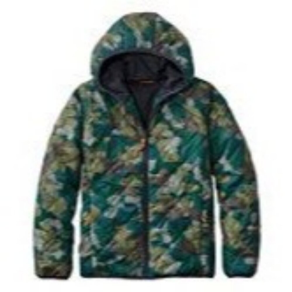 LL BEAN Kids' Mountain Bound Reversible Jacket GREEN / CAMO SIZE S4